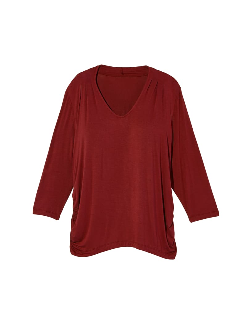 Front of plus size Xendra 3/4 Sleeve Top with Shirring by Ryan Wythe | Dia&Co | dia_product_style_image_id:124887